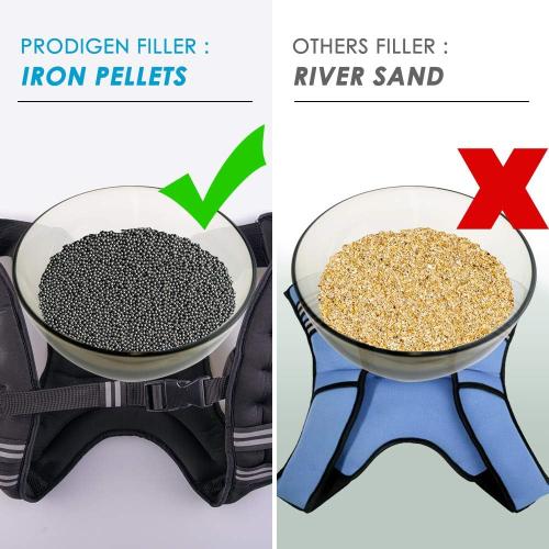 BLACK Prodigen Weighted Vest for Women and Men 8 12 16 20 25 30 Lbs with Reflective Stripe and Double Adjustable Buckle Straps Weight Vests for Strength Training, Jogging, Cardio, Weight Loss