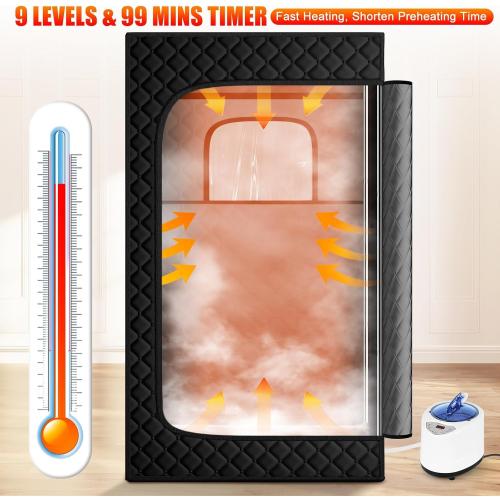 Portable Sauna for Home，Relaxation, Steam Sauna for Home with Steamer, Remote Control, Folding Chair, 9 Levels