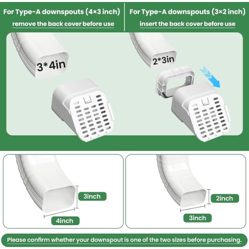 2-Pack Type-A 3 x 4 or 2 x 3 Gutter-Downspout Guard, White