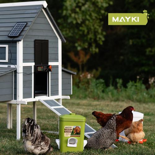 MAYKI Chicken Feeder and Waterer Set, 3 Gallon/26 LB No Waste Poultry Feeding System with Hanging Option, Automatic Coop Accessories for 10 Hens, Upgraded Feeder Port Water Cup, BPA-Free Winter Design‼️light dirt‼️