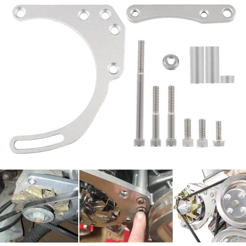 LWP Low Mount Alternator Bracket Double Hump Heads Adjustable Billet Kit for Small Block Chevy SBC 305 327 350 5.0L 5.7L V8 Eight Cylinder Long Water Pump Carburetor V Belt