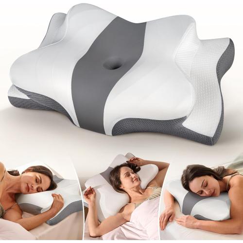 Cozyplayer True Cooling Cervical Neck Pillow for Pain Relief, Ergonomic Side Sleeper Pillow for Neck Support, Odorless Orthopedic Contour Memory Foam Pillows, Bed Pillow for Back Stomach Sleeper