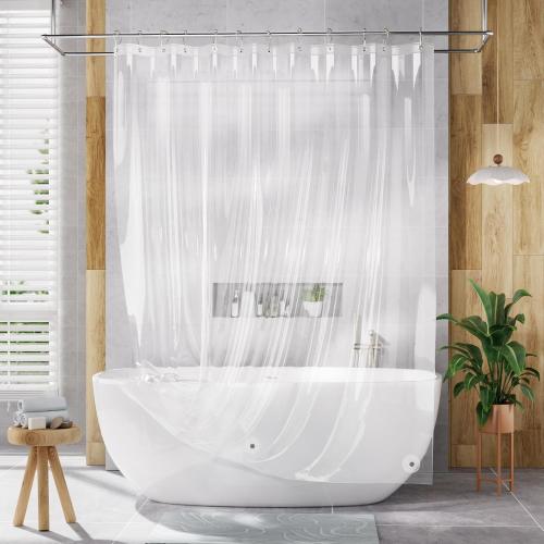 Clear AmazerBath Extra Long Shower Curtain Liner, Clear Shower Curtain Liners 96 Length, 72x96 Plastic Shower Curtain Liner, Cute PEVA Tall Shower Liner, Bathroom Shower Curtain Liners with 3 Magnets