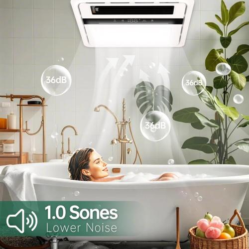 Bathroom Fan with Light and Heater, 1700W,140 CFM Ventilation, Remote Control,Quiet Exhaust, 4-in-1 Design for Heating, Lighting, Ventilation & Air Circulation for Comfort in Any Season