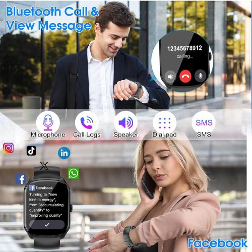 Smart Watch for Men Women, 1.95HD Smartwatch (Dial/Answer Calls), Heart Rate/Sleep Monitor Fitness Smartwatch, Curved Screen Watches, 112  Sports Modes Activity Trackers,IP68 Waterproof, Black