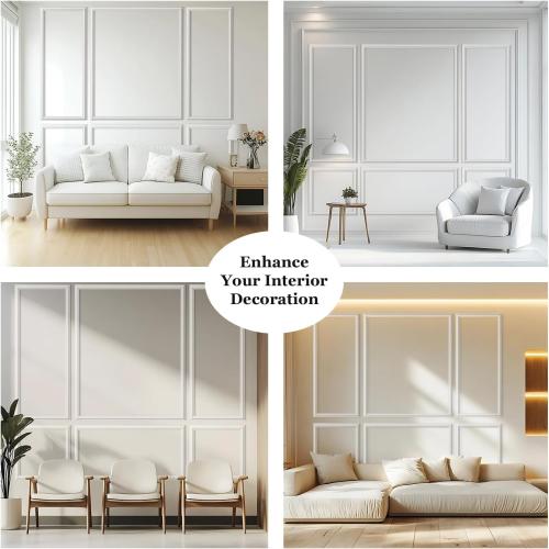 3 Set Peel and Stick Wall Molding Kit,Premade Self Adhesive Wainscoting Panels,Ready to Assemble Accent Molding Trim for Interior Wall Moulding Decor (24x60in)