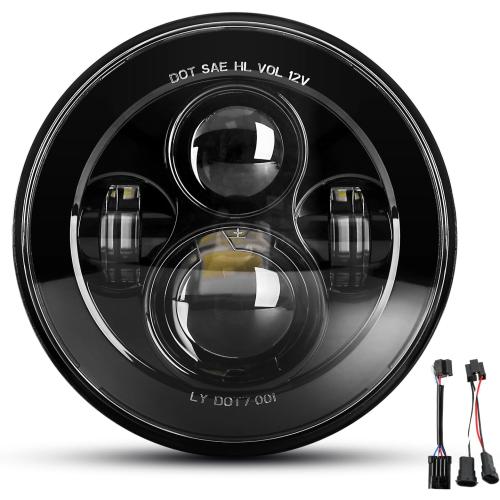 Dot Approved 7Inch Black LED Headlight Compatible with Motorcycle Tour,FLD,Softail Heritage,Street Glide,Road King,Electra Glide,Yamaha V-Star Road Star Wrangler
