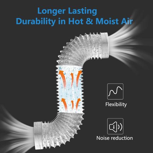 HOOMESUN Dryer Vent Hose 4 Inch 3FT Heavy Duty Flexible Exhaust Duct Hose, Thick 6-Ply Aluminum Foil Insulated Ducting for Tight Space, HVAC Ducting Kit with 2 Clamps and 1 Tape