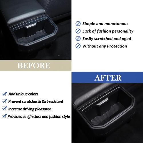 Daeiclru Rear Row Cup Holder Trim Compatible with Toyota Tacoma 2024 2025, Car Center Console Armrest Rear Water Cup Holder Frame Interior Accessories (Matt Black)