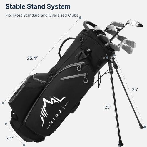 GoHimal Lightweight 14-Way Golf Stand Bag for Men & Women | Durable Club Bag, Dual Straps, Multiple Pockets, Rain Hood Included