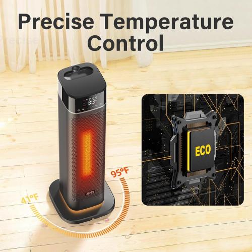 24 Space Heater Indoor, JRD Fast Portable Room Heater with Remote, Night Light, 80° Oscillation,4 Mode, Overheat&Tip-Over Protection, Electric Heaters for Large Room, Bedroom
