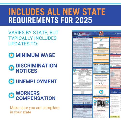 2025 Washington Labor Law Poster- State, Federal, OSHA Compliant- Workplace Required Posting for Employees- English Employment Poster- UV Laminated Waterproof- 26 x 39.5”- English