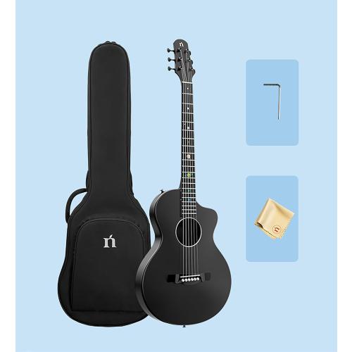Natasha Carbon Fiber Acoustic Guitar, 38-inch Steel-string Guitarra,Durable Thin 6-string Guitar for Beginners (Black)