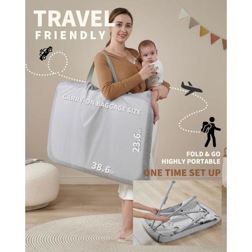 AirClub Bassinet Bedside Sleeper, Baby Crib for Newborn, Baby Bassinets Bedside Sleeper with 4 Auto-Lock & Adjustable Height, Breathable Mesh & Mattress, Bedside Bassinet