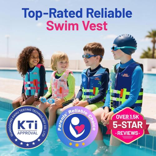 Size S .....HeySplash Toddler Swim Vest, Kids Swimming Jacket Fit 30-50/50-80lbs, Child Floaties Vest wiht Safety Strap, Float Jacket for Girls/Boys on Pool,Beach,Boating, Learn to Swim Aid, M 3-6 Yrs/L 6-9 Yrs