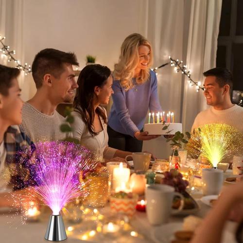 Sensory Fiber Optic Lamp - LED Color Changing with Cone Base - Fiber Optic Lights with Battery Powered - Calming Mood Night Light …