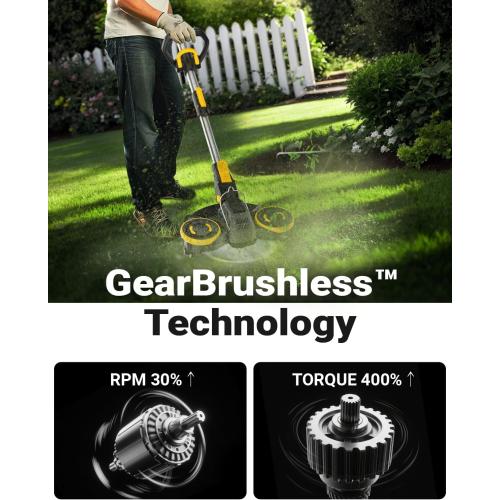 Cordless Weed Wacker with Brushless Motor, 10 Inch 3-in-1 Grass Trimmer& Edger & Lawn Mower with 4.0Ah Battery and Charger (One 4.0AH battry)
