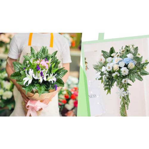 XONOR Artificial Silk Leaf Fern - Artificial Fern Leaves Stem Faux Greenery Plant for Cemetery Grave Headstone Wedding Home Garden Decoration (100Pcs, Dark Green)