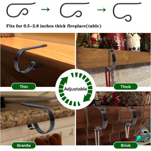 Christmas Stocking Holders for Mantle Set 4, Scratch-Free Christmas Stocking Holders for Fireplace Mantle,Multi-uses Stocking Hooks for Mantle,Mantel Stocking Holders Clip for Xmas Party Decorations