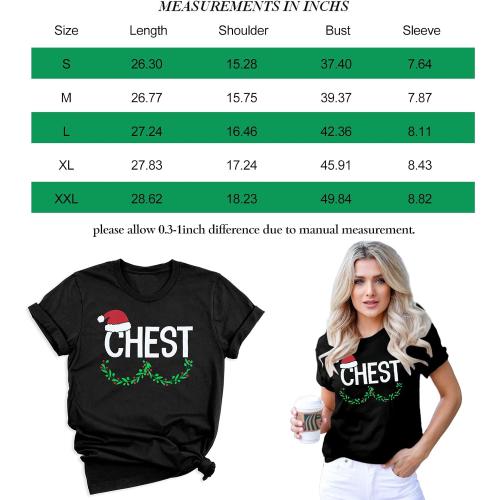 Size XL ...1 pcs..Chest and Nuts Christmas Shirts Xmas Couples Matching Outfits His and Her Holiday Short Sleeve Matching Sets