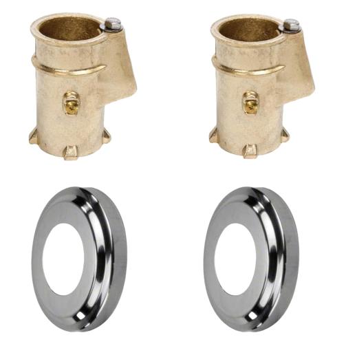 Wood Grip Anchor and Escutcheon Pool Rail Set - 4' Anchors for 1.90 Outer Diameter Tubing - Brass Inground Pool Anchor - Escutcheon Ring and Anchors (2 Pack)