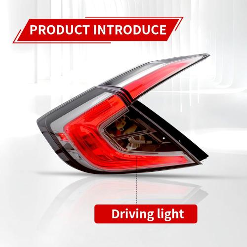 Clear Lens Tail Lights for 2016-2021 Honda Civic Sedan, JDM Style Rear Lamps with Bulbs, Left Driver & Right Passenger Side, Plug-and-Play Upgrade (HO2804110, HO2805110) -2 PCS