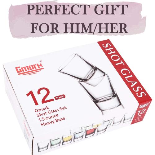 Gmark 1.5-Ounce Heavy Base Shot Glass Set, Whiskey Shot Glass 12-Pack GM2011