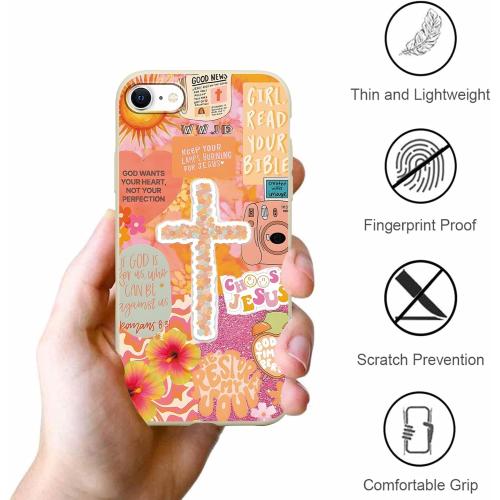 2 Pack Aesthetics Jesus Collage Phone Cases for iPhone SE 2022/SE 2020/8/7 Case Shockproof Soft Protective for Women Girls Phone Cover Funda for iPhone SE 2022/2020 4.7 Inch