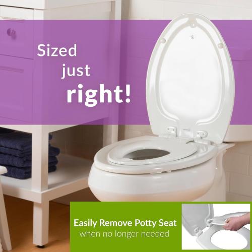 Mayfair NextStep2 Slow-Close Toilet Seat with Built-In Toddler Potty Training Seat, Removable, White, Elongated