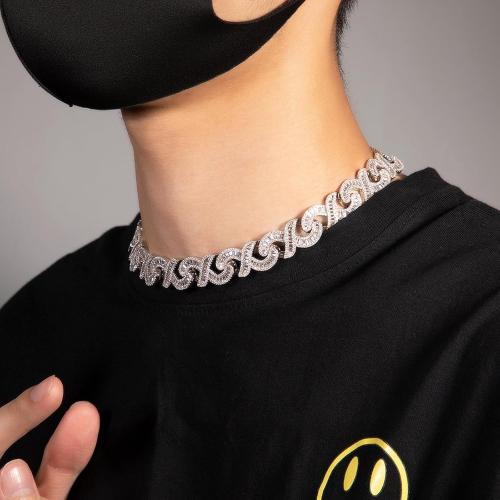 ICEDIAMOND 15MM Baguette CZ Diamond infinity Cuban Link Chain Necklace, Iced Out Fully Bling Zirconia Hip Hop Trend Cool Rapper Jewelry for Men Women