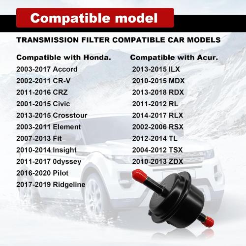 ATF Automatic Transmission Filter Compatible with Honda Accord,CR-V,CR-Z,Civic,Acura ILX,MDX,RDX,RL,RLX, Replaces# 25430-PLR-003,044-0382, 25430PLR003, 0440382 Automatic Transmission Fluid Filter
