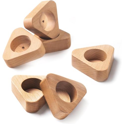 Beech Wood Tealight Candle Holder Set 6, Modern Triangle Shape Accessories, Elevate Your Dining Tablescape, Living Room and Bathroom Decor, Memorial Gift for Family and Friends, Natural Wood Color