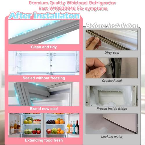 LXun Upgrade W10830046 Refrigerator Door Gasket Compatible with Maytag Kenmore Whirlpool Refrigerator Door Parts W10163997 for Whirlpool Freezer Door Seal W10443241 ERP12069725 AP6048305 PS12069725 ‼️has stains‼️
