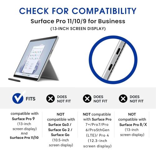 Omnpak Microsoft Surface Pro 11/10/9 Case, Lightweight Protective, Multiple Angle, Stylus Holder, Designed for Surface 11th Edition AI 2024/Pro 9 5G 13 2022, Compatible with Type Cover Keyboard
