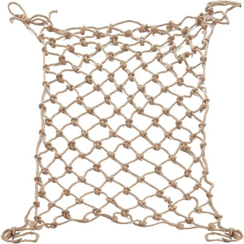 Hemp Rope Net (4ft x 16ft) Heavy Duty Natural Jute Rope Climbing Safety Netting for Balcony, Stairs, Fence, Garden, Playground Protection & Indoor/Outdoor Decor