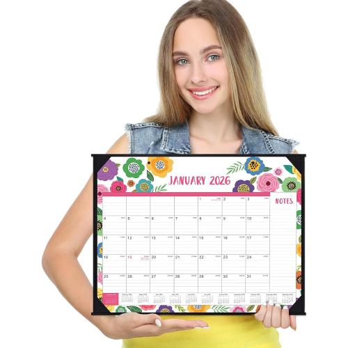 2026 Desk Calendar - Large Desk Calendar 2026, Jan. 2026 - Dec. 2026, 22 x 17, 2026 Calendar 12 Month with Corner Protectors, Desk Pad, To-Do List & Notes, Desk/Wall Calendar for Organizing - Colorful Floral