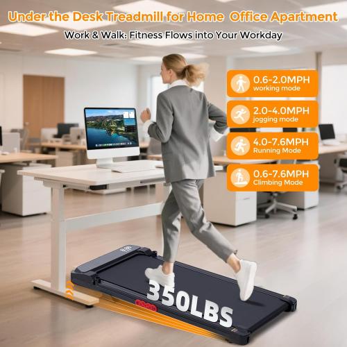 Folding Foldable Walking Pad Treadmill with Handle Bar and Adjustable Incline, 3.5HP Portable Electric Treadmills with Handles for Home Small, Home Treadmills with Incline, 0.6-7.6MPH, 350LBS