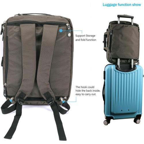 18.4 Inches Laptop Bag Multi-function Briefcase Backpack with Handle and Shoulder Strap Fits Up To 19 Inch Laptops Notebook Computer (Army Green)