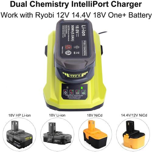18-Volt P117 Rapid Charger Replace for Ryobi 12V-18V Battery One  Lithium-Ion/NiCad/NiMh Battery P102 P108 P189 P197 P103 P105 P107 P190 P191 PBP002 PBP005