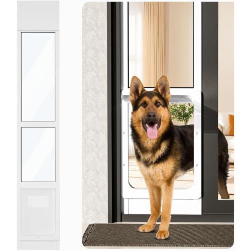 Homgava Large Dog Door for Sliding Glass Doors,No-Cut DIY Install Pet Door- Aluminum Frame& Panel & Lock, Adjustable Height 83”-91 1/5”, Suitable for Dogs Up to 105 lbs -White