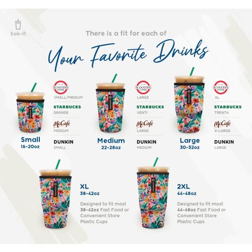 Sok It JavaSok Iced Coffee & Cold Soda Insulated Neoprene Cup Sleeve (After Dark, Medium: 22-28oz)