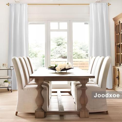 Modern Curtain Rods, 1Inch Diameter Decorative Single Window Rod Telescoping 48-84 Inch Adjustable Drapery Rods Warm Gold Color For Bedroom Living Room Kitchen Office