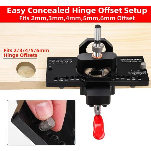 Metal Concealed Hinge Jig with Quick Clamp and Dust Vacuum Adapter - 35mm Cabinet Hinge Drilling Jig for Woodworking Door Cabinet Hinges Mounting Tool