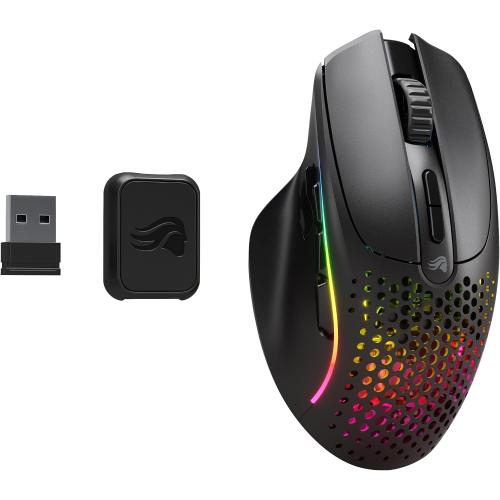 Glorious Gaming Model I 2 Wireless Gaming Mouse - Hybrid 2.4Ghz & Bluetooth, 75g Superlight, 9 Buttons (2 Swappable), RGB, PTFE Feet, MMO/MOBA/FPS, Long Battery Life, Side Thumb Rest - Black