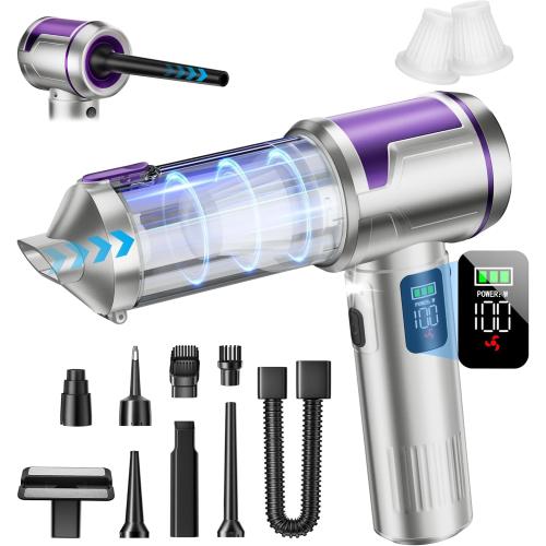 Handheld Car Vacuum Portable Cordless, 22000Pa High-Power Suction Hand held Vacuum Cleaner & Air Duster for Car Cleaning, Home, Office, Pet Hair | Multi-Nozzle, Washable Filter, LED Light