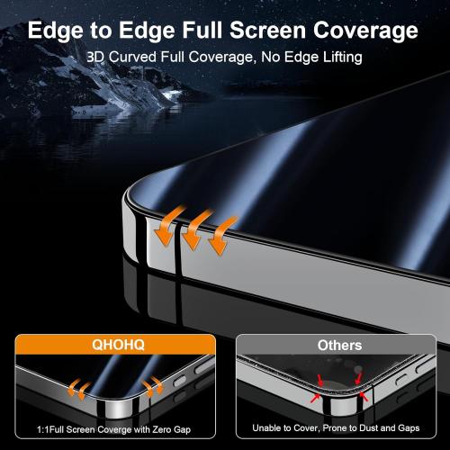 QHOHQ for iPhone 16 Pro Max Privacy Screen Protector   Camera Lens Protector, [Military Grade Shatterproof], Top 9H  Anti Spy Glass, Full Edge Coverage, Ultra Durable,with Installation Tool [3 3 Pack]