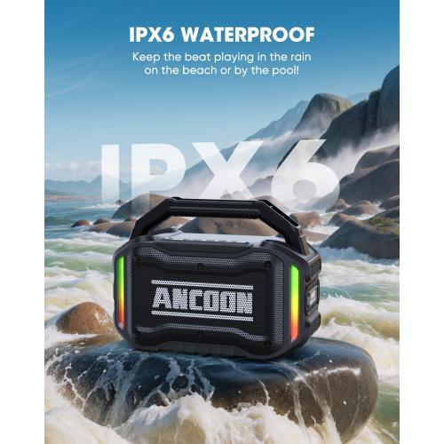 Speakers Bluetooth Wireless: 80W(Peak) Loud Speaker with Bass, 20H Playtime, IPX6 Waterproof, Large Jobsite Speakers for Work, Outdoor, Workshop, Garage, Portable Speaker with TWS (Black)