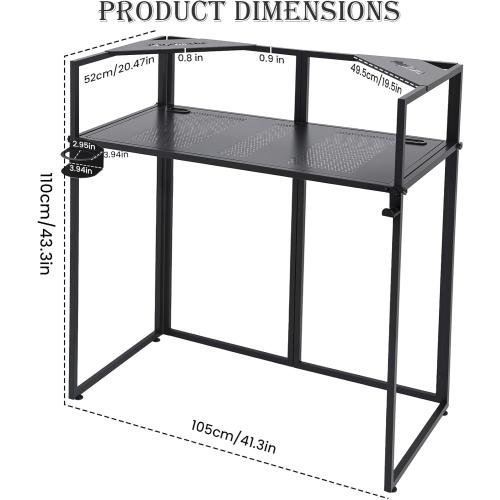 Portable DJ Booth Facade. DJ Table. Foldable DJ Facade Station for DJ Controller, Mixer & Laptop Events & Parties – Includes Carry Bag & Hook & Cup Holder (41.3 L x 20.4 W x 43.3 H)
