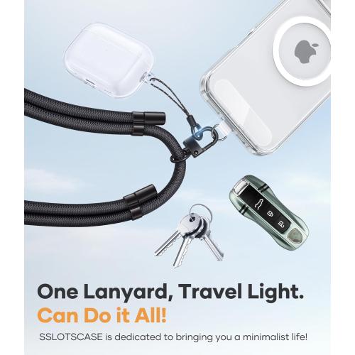 for Phone Lanyard Crossbody with 2X TPU Clear Tabs, Adjustable Anti Theft Strap, Premium Metal Buckles, Comfortable Universal Neck Wrist Lanyard for Travel Outdoor, Black