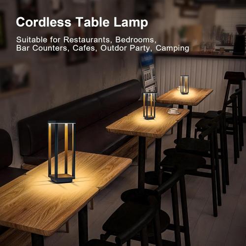 2 Pack Cordless Table Lamp Rechargeable, IP55 Waterproof, 60h Runtime Protable Outdoor Table Lamps, 3 Color Stepless Dimming Battery Powered Table Lamp for Dinner/Restaurant/Bedroom/Cafe